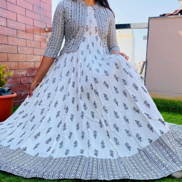 Anarkali Kurtis - white, M L XL XXL