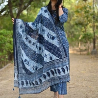 Indigo Straight Kurti, pant,dupatta - indigo, M, L, XL,XXL