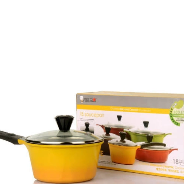 Chefline Corporation  ECO-LITE SAUCEPAN 18 CM, CHEFLINE DIAMOND CERAMIC, NON-STICK, MADE IN SOUTH KOREA - yellow , 18 cm
