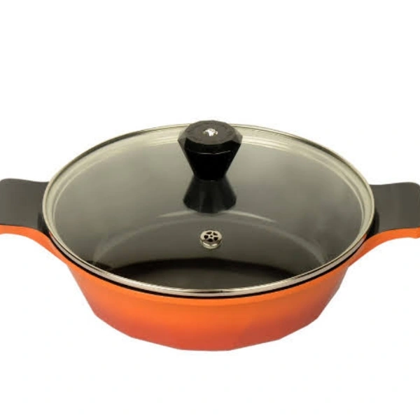 Chefline Corporation  LITE CASSEROLE, CHEFLINE DIAMOND CERAMIC, NON-STICK, MADE IN SOUTH KOREA - orange , 24 cm
