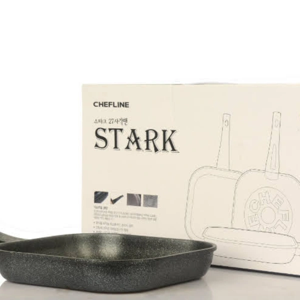 Chefline Corporation  CHEFLINE STARK FRYPAN - SQUARE (27 CM) (SILVER), NON-STICK, MADE IN SOUTH KOREA - silver, 27 cm