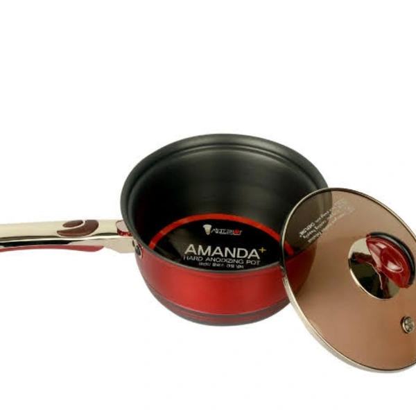 Chefline Corporation  CHEFLINE AMANDA SAUCEPAN 18 CM, NON-STICK, MADE IN SOUTH KOREA - red, 18 cm