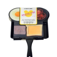Chefline Corporation  3 HOLE EGG CASTING MOUSE FRYING PAN, NON-STICK, MADE IN SOUTH KOREA  - black, 27 cm 