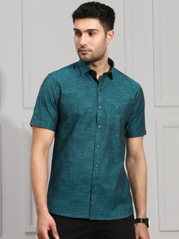 RAMRAJ SHIRT-10650 - 42, DARK CYAN