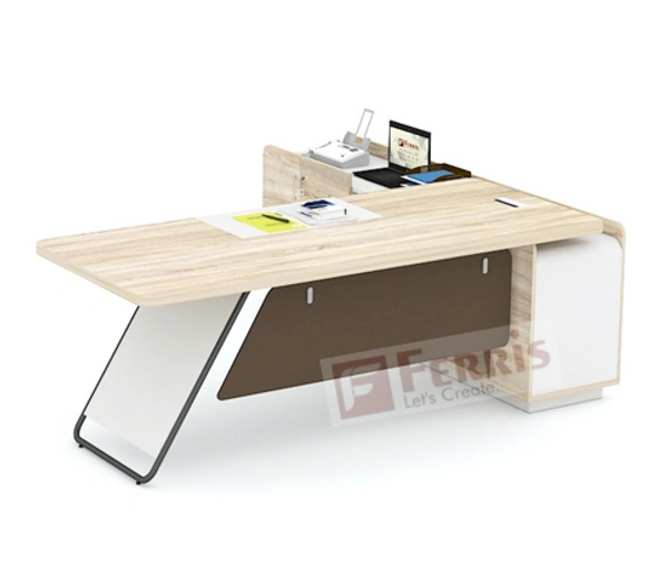 Ferris OFFICE TABLE WITH FIX SIDE UNIT FP-MD-14 - Oak,White,Brown,, 1500x1650x750 MM.