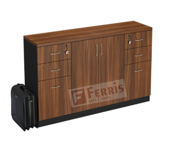 Ferris LOW HEIGHT CABINET PC3-04 - Teak,Grey,, 1500x450x850 MM.