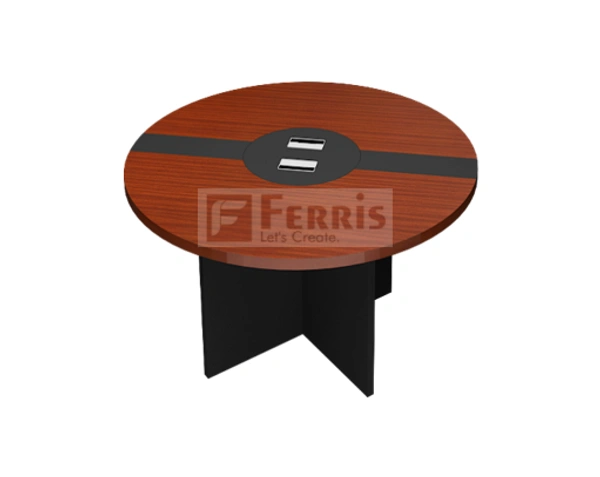 Ferris ROUND MEETING TABLE PM1-05 - Teak,Black,, 1800x1800x750 MM.