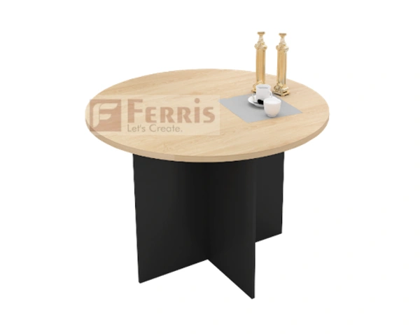 Ferris ROUND MEETING TABLE PM1-08 - Teak,Black,, 1200x1200x750 MM.