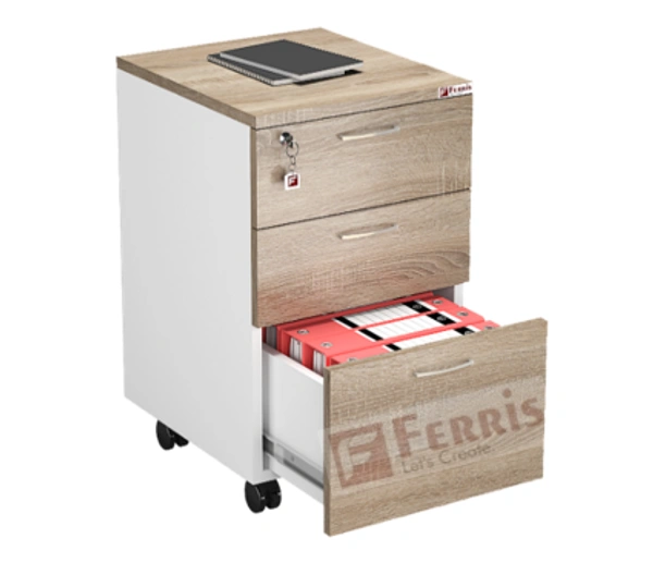 Ferris MOBILE PEDESTAL  PP2-01-0.4 - Teak,Black,, 400x450x650 MM.