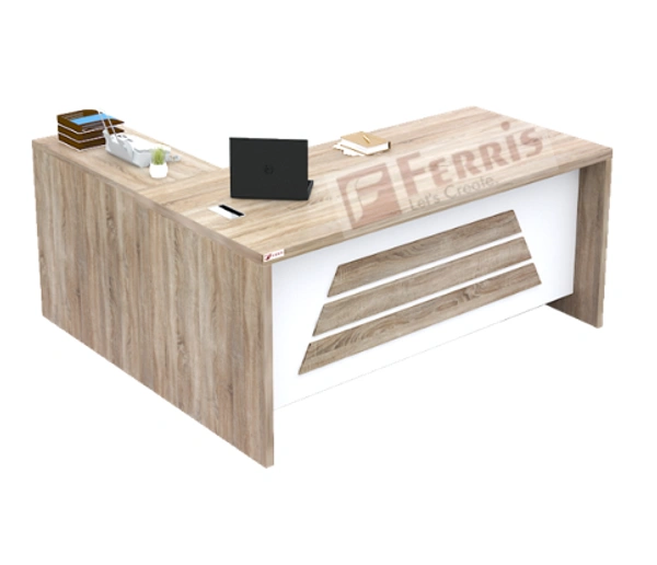 Ferris OFFICE TABLE WITH ATTACHED SIDE UNIT PT3-03 - Oak,White,, 1800x900x750 MM.