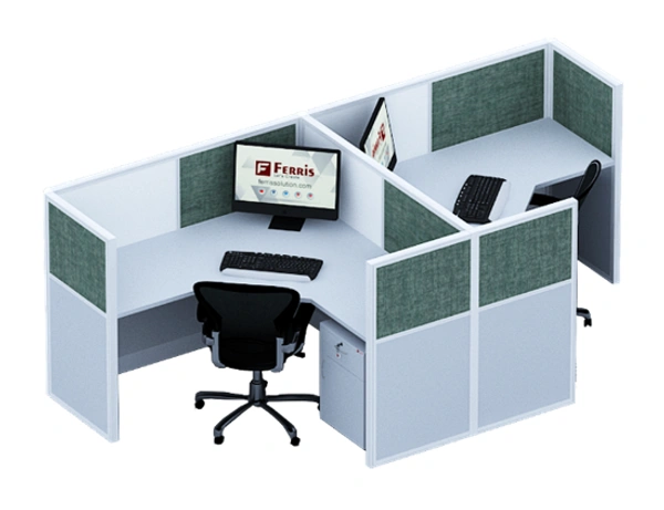 Ferris 02 SEATER WORK STATION PW1-02 - Teak,Black,, 3180x1620x1200 MM., 2 Person