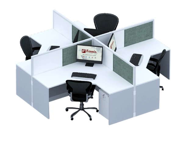 Ferris 04 SEATER WORK STATION PW1-03 - Teak,Black,, 3060x3060x1200 MM., 4 Person