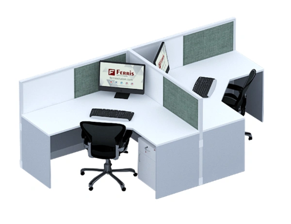 Ferris 02 SEATER WORK STATION PW1-04 - Teak,Black,, 1560x1560x1200 MM., 2 Person