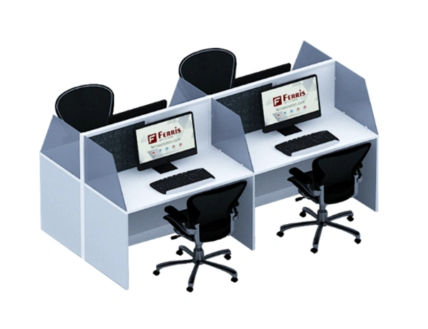 Ferris 04 SEATER WORK STATION PW1-05 - Teak,Black,, 2100x1245x1200 MM., 4 Person