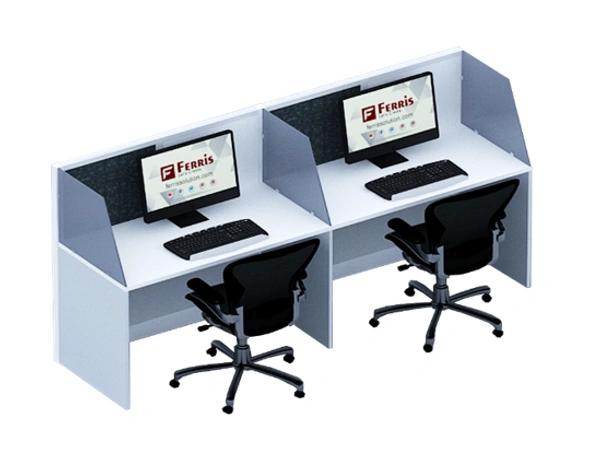 Ferris 02 SEATER WORK STATION PW1-06 - Teak,Black,, 1800x645x1200 MM., 2 Person