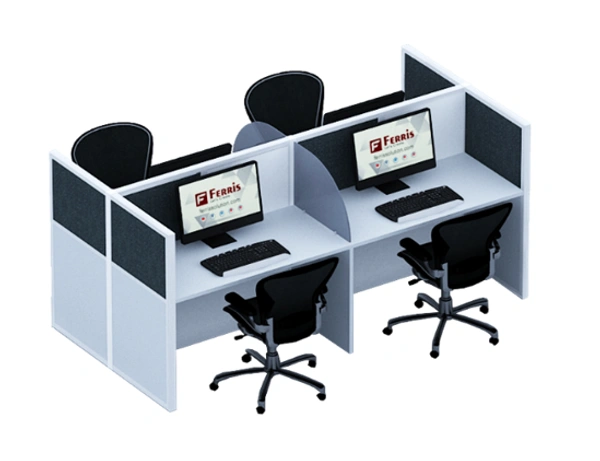 Ferris 04 SEATER WORK STATION PW1-07 - Teak,Black,, 1890x1245x1200 MM., 4 Person