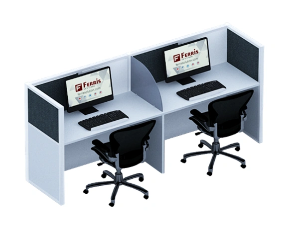 Ferris 02 SEATER WORK STATION PW1-08 - Oak,White,, 1890x645x1200 MM., 2 Person