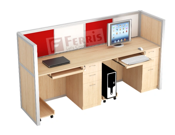 Ferris 02 SEATER WORK STATION PW1-09 - Oak,White,, 1320x660x1200 MM., 2 Person
