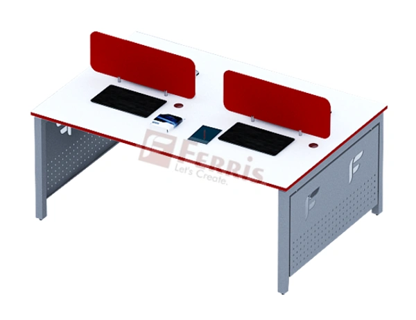 Ferris 04 Seater Face to Face WORK STATION PW2-01 - Teak,Black,, 2400x1200x1050 MM., 4 Person