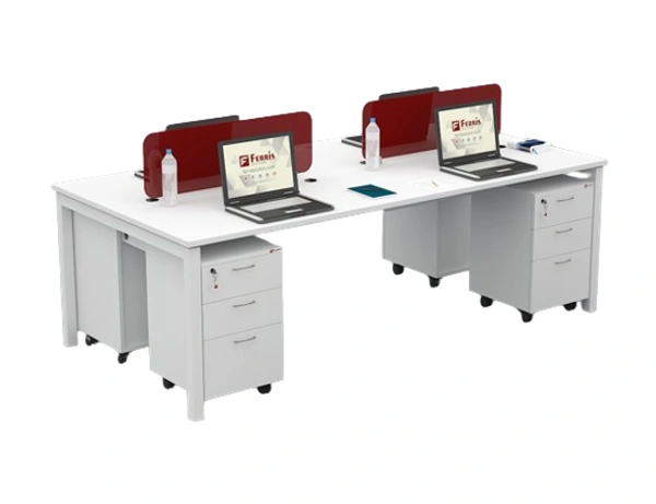 Ferris 04 SEATER WORK STATION PW2-06 - Oak,White,, 2100x1200x1050 MM., 4 Person