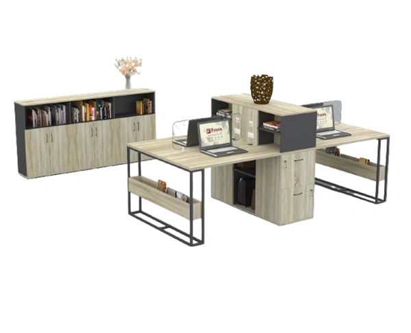 Ferris 04 SEATER WORK STATION PW2-15 - Teak,Black,, 2550x1200x1200 MM., 4 Person