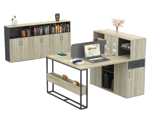 Ferris 04 SEATER WORK STATION PW2-16 - Oak,White,, 1800x1200x1200 MM., 4 Person