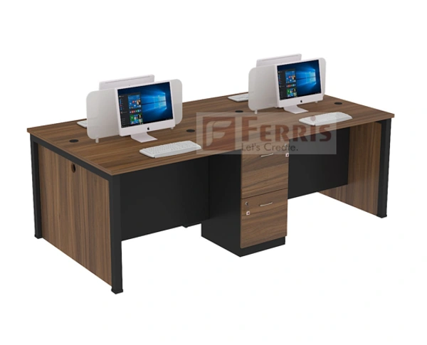Ferris 02 SEATER WORK STATION PW2-17 - Teak,Black,, 2400x600x1050 MM., 2 Person