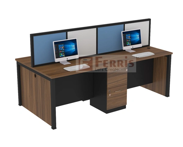 Ferris 04 SEATER WORK STATION PW2-18 - Oak,White,, 2400x1200x1200 MM., 4 Person