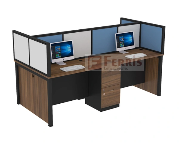 Ferris 02 SEATER WORK STATION PW2-19 - Oak,White,, 2400x600x1200 MM., 2 Person