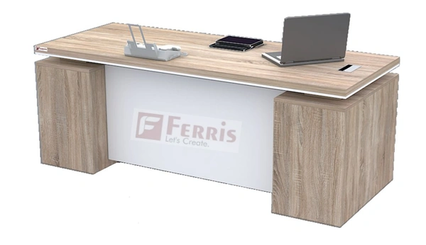 Ferris OFFICE TABLE WITH FIX SIDE PEDESTAL PT1-04 - Oak,White,, 1350x600x750 MM.