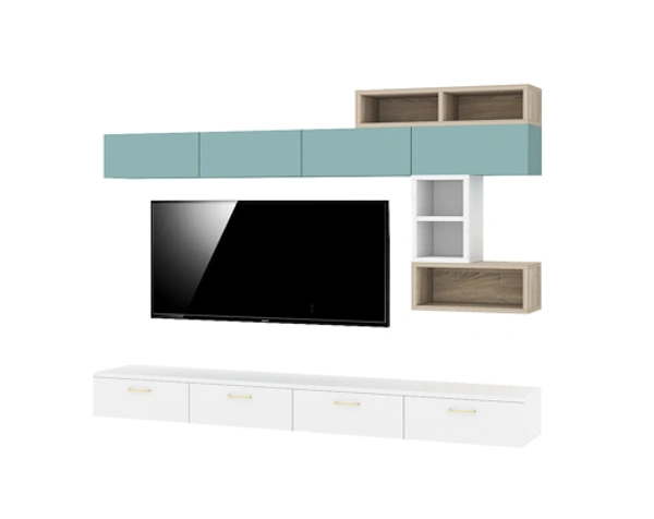 Ferris TV WALL UNIT TVC-01 - Oak,White, 2400x350x1775 MM.