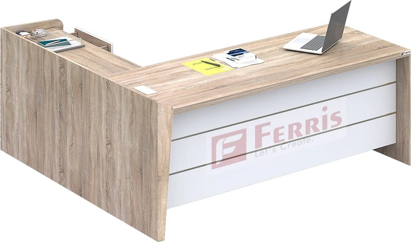 Ferris OFFICE TABLE WITH ATTACHED SIDE UNIT PT2-01 - Oak,White,, 1517x1684x830 MM.