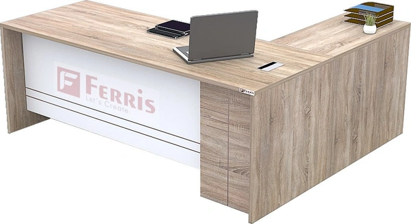 Ferris OFFICE TABLE WITH ATTACHED SIDE UNIT PT2-03 - Oak,White,, 1350x1500x750 MM.