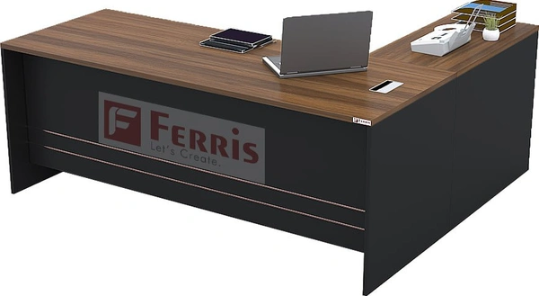 Ferris OFFICE TABLE WITH ATTACHED SIDE UNIT PT2-04 - Teak,Black,, 1350x600x750 MM.
