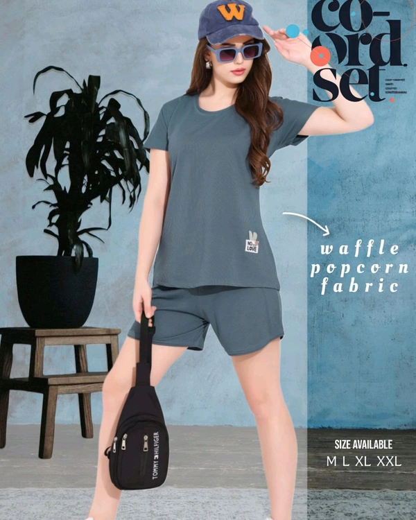 CO-ORD SET (WAFFLE FABRIC) - Curious Blue, X Large