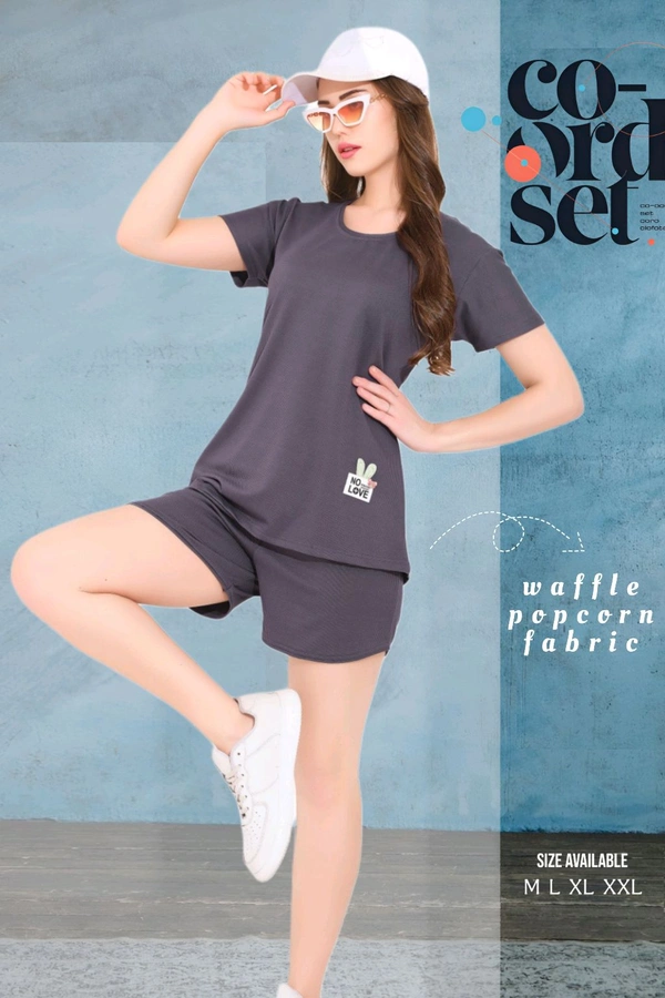 CO-ORD SET (WAFFLE FABRIC) - Dove Gray, Medium
