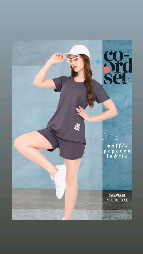 CO-ORD SET (WAFFLE FABRIC) - Dove Gray, Large