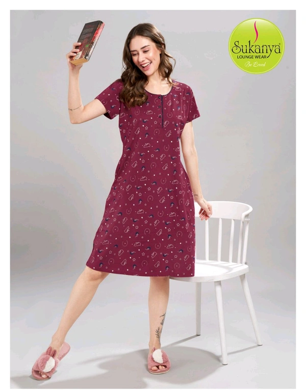SUKANYA® SHORT NIGHTY(MARUN COL.) - XL Size