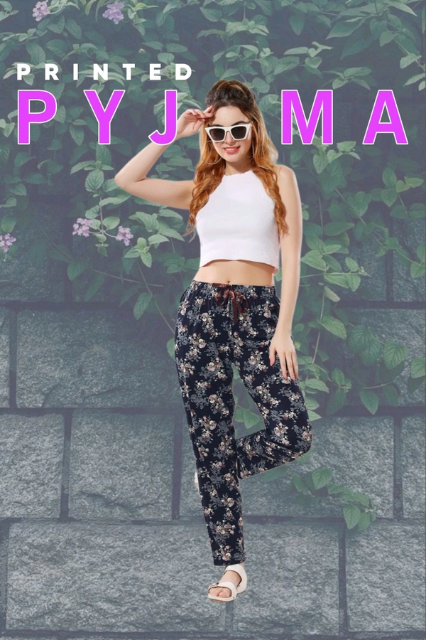 PRINTED HOSIERY PYJAMA  - Black, 3XL Size