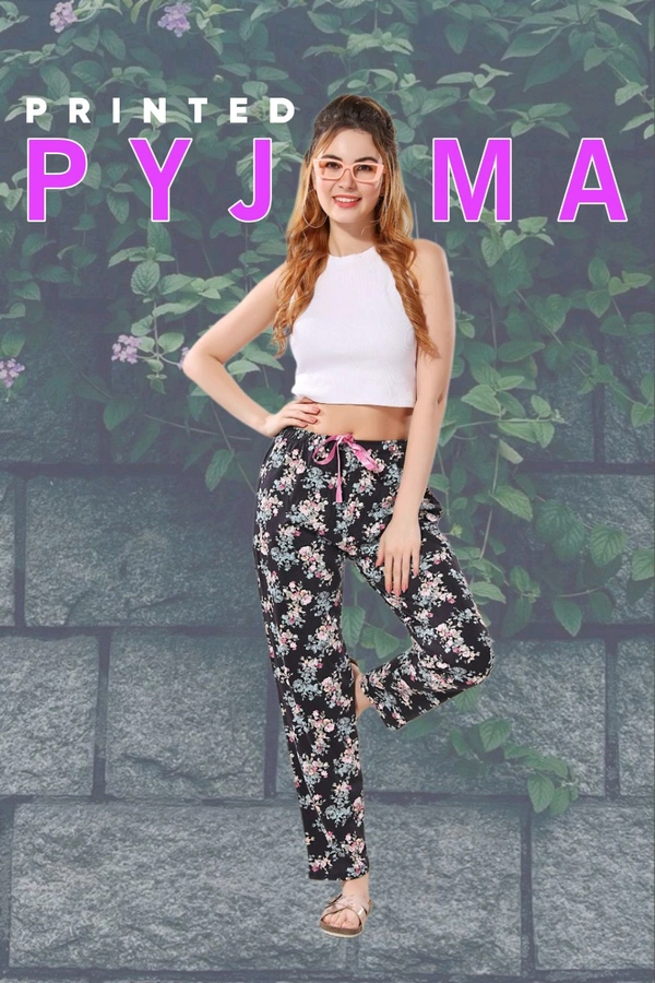 PRINTED HOSIERY PYJAMA  - Navy Blue, 3XL Size