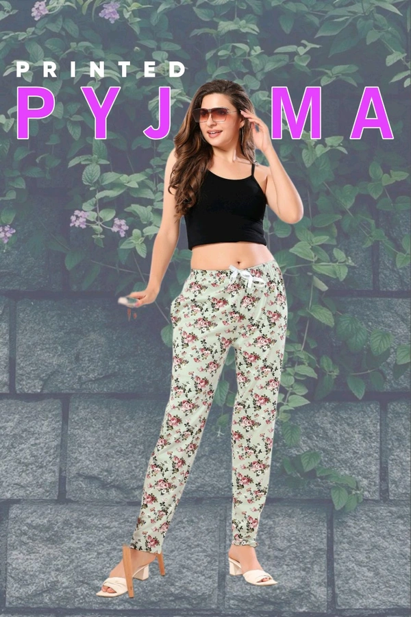 PRINTED HOSIERY PYJAMA  - Mint Green, M Size