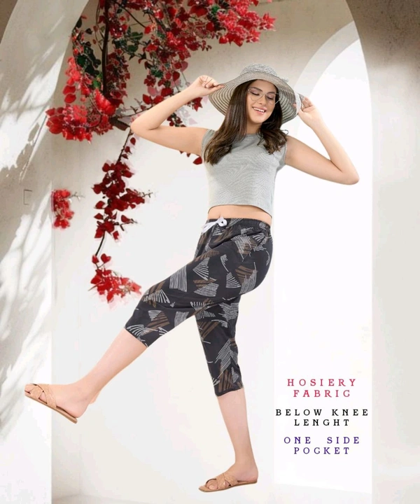 HOSIERY PRINTED CAPRI (GREY) - 4XL Size