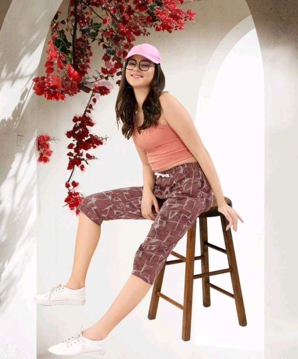 HOSIERY PRINTED CAPRI (BROWN) - XXL Size