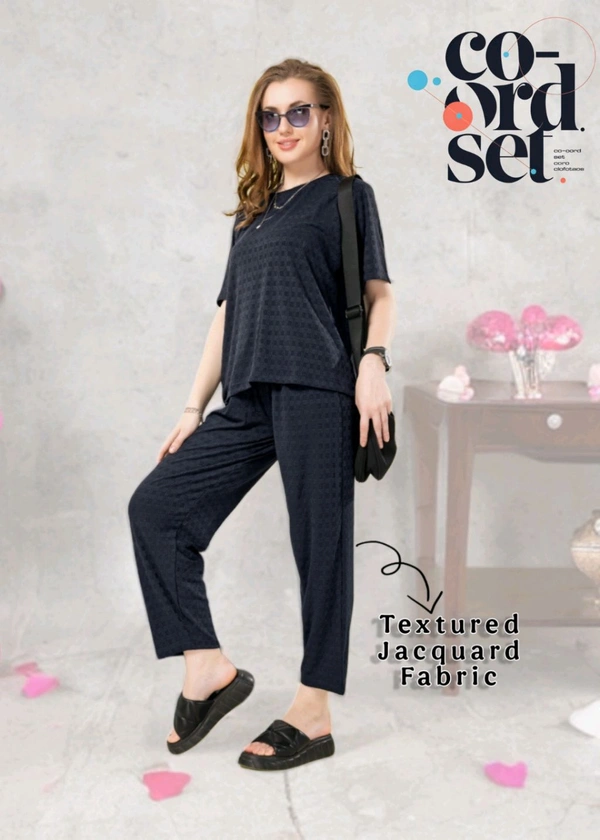 TEXTURED CO-ORD SET (BLACK) - XXL Size