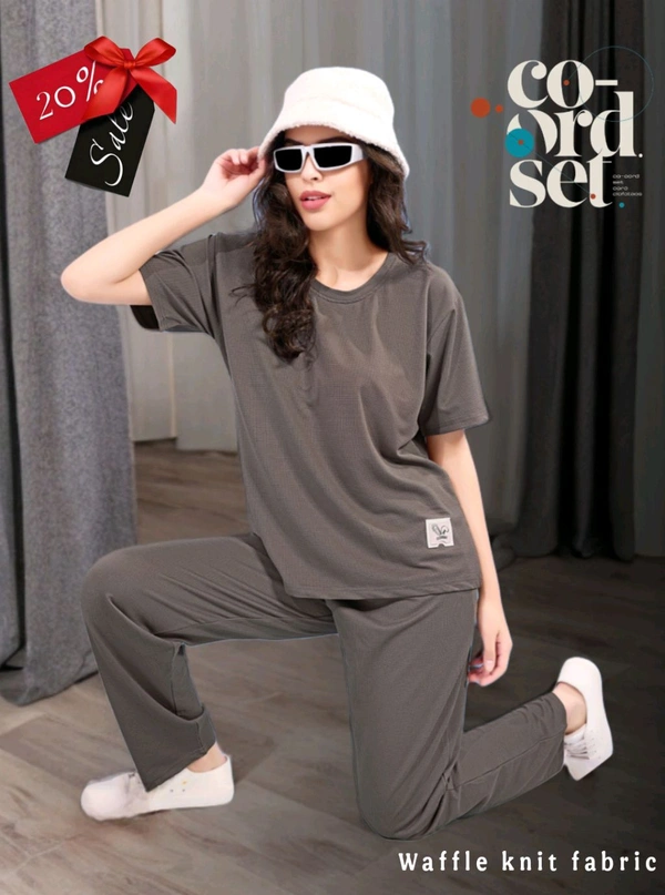 WAFFLE CO-ORD SET'S (C.GREY) - M Size