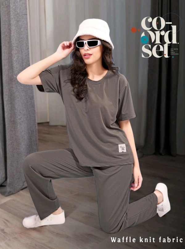WAFFLE CO-ORD SET'S (C.GREY) - XXL Size