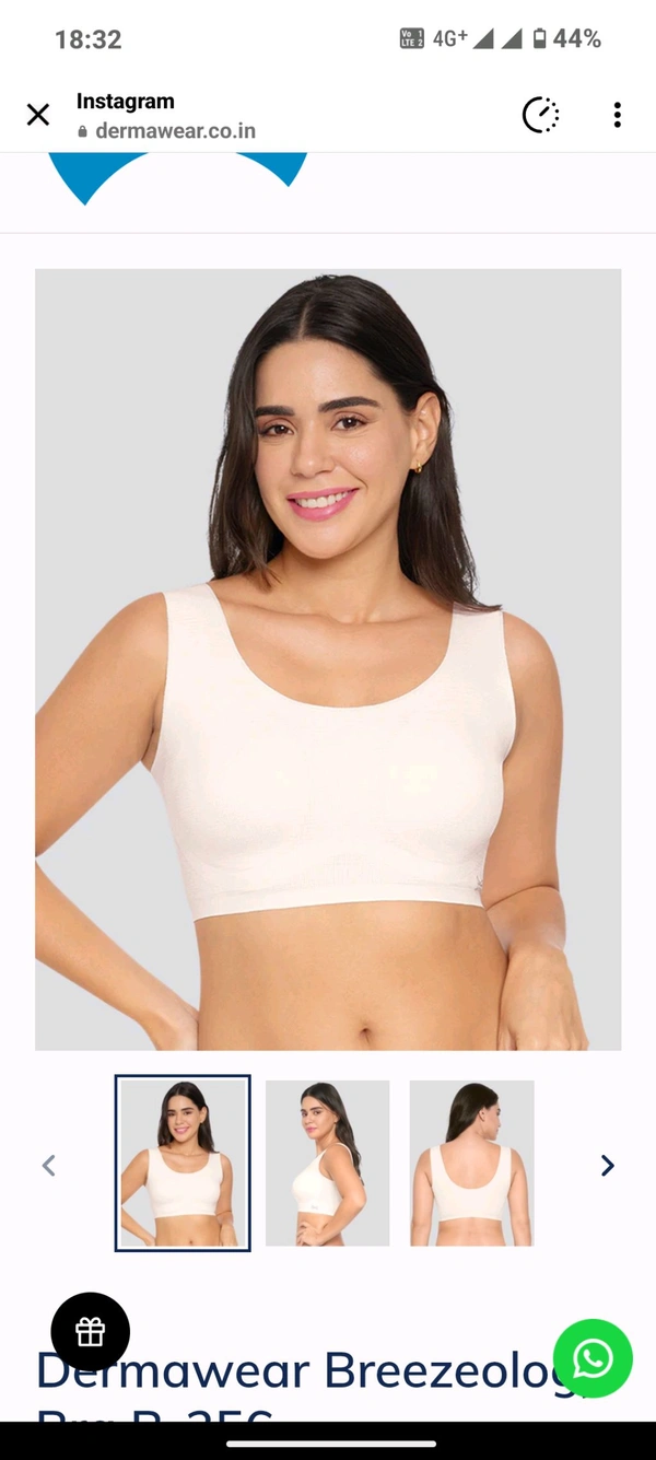 DERMAWEAR® Seamless Bra  #B-256 - White, 3XL Size