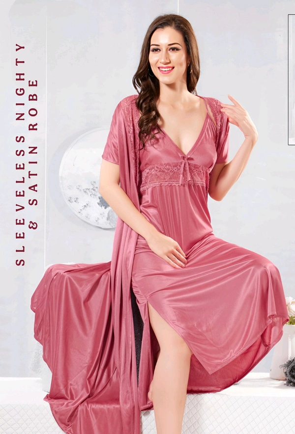 6 PC'S NIGHTY SET (ROSE COL.) - ROSE, FREE SIZE