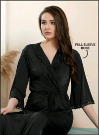 6 PC'S MODAL NIGHTY SET (BLACK COL.) - Black, FREE SIZE