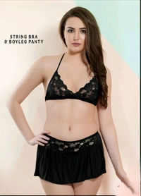6 PC'S MODAL NIGHTY SET (BLACK COL.) - Black, FREE SIZE